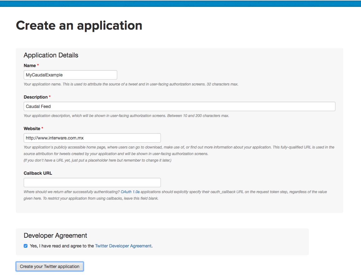 Create your Twitter application
